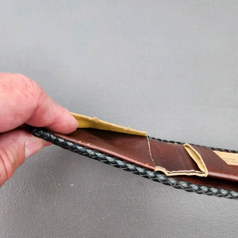 Vintage Hand Tooled Leather Braided Edge Bifold Wallet Horse & Cabin Western